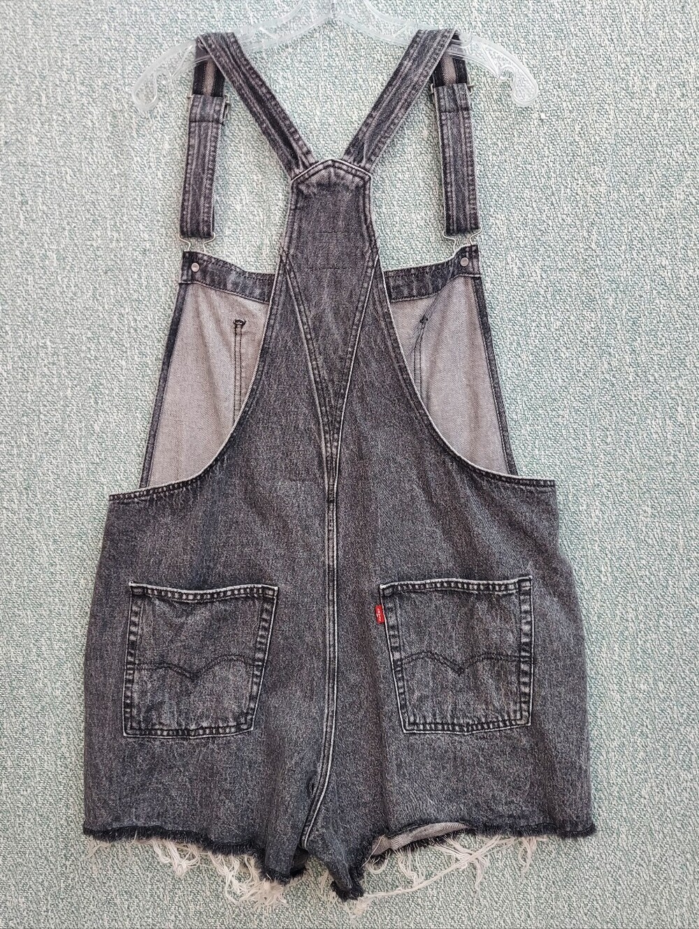 Levi's Washed Black Denim Cut-off Overalls, Womens, Size Xl - Picture 6 of 8